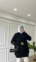 Siyah - Örgülü Hırka