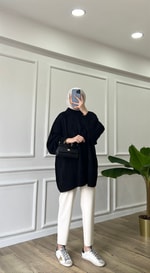 Siyah - Oversize Triko