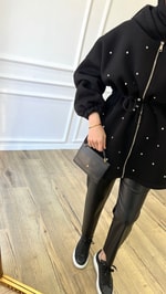 Siyah Taşlı Tasarım Hırka / Ceket