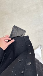 Taş Detaylı Denim Ceket Siyah