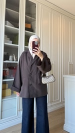 Tensel Blazer Ceket Acı Kahve