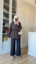 Tensel Blazer Ceket Acı Kahve