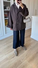Tensel Blazer Ceket Acı Kahve