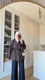 Tensel Blazer Ceket Acı Kahve
