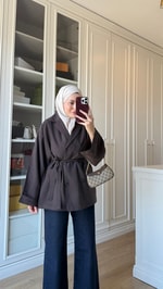 Tensel Blazer Ceket Acı Kahve