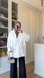 Tensel Blazer Ceket Beyaz