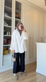 Tensel Blazer Ceket Beyaz