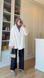 Tensel Blazer Ceket Beyaz