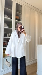 Tensel Blazer Ceket Beyaz