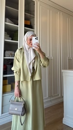 Tensel Gömlek Elbise 2'li Takım Çağla