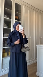 Tensel Gömlek Elbise 2'li Takım Lacivert