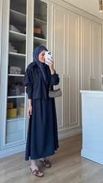 Tensel Gömlek Elbise 2'li Takım Lacivert