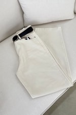 Toka Kemerli Pantolon Ekru