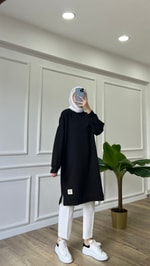 Uzun Basic Sweatshirt - Siyah