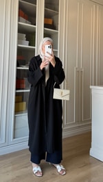 Uzun Tensel Gömlek Siyah