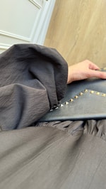 V Yaka Krinkıl Elbise Siyah