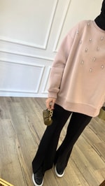Vizon - Taşlı Sweatshirt