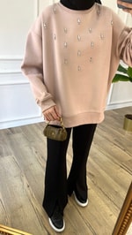 Vizon - Taşlı Sweatshirt