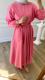 Volanlı Elbise - Pembe