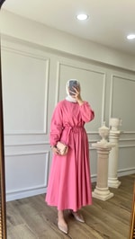 Volanlı Elbise - Pembe
