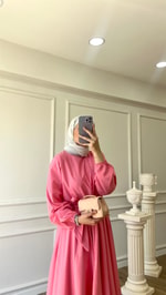 Volanlı Elbise - Pembe