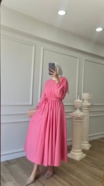 Volanlı Elbise - Pembe