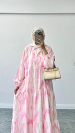 Vual Elbise Pembe 