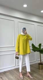 Yağ Yeşili - Basic Bisiklet Yaka 