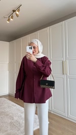 Yandan Düğmeli Gömlek Bordo 