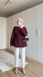 Yandan Düğmeli Gömlek Bordo 