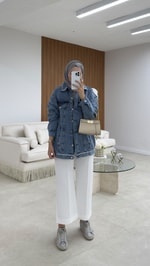 Zincir Detaylı Denim Ceket Mavi
