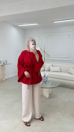 Zoe Keten Bluz Kırmızı