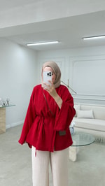 Zoe Keten Bluz Kırmızı