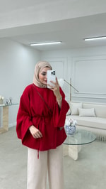 Zoe Keten Bluz Kırmızı