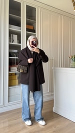 Zr Model Şallı Blazer Ceket Acı Kahve 