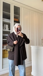Zr Model Şallı Blazer Ceket Acı Kahve 