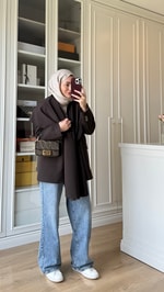 Zr Model Şallı Blazer Ceket Acı Kahve 