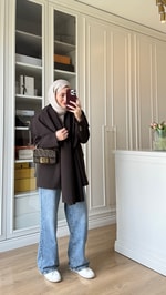 Zr Model Şallı Blazer Ceket Acı Kahve 