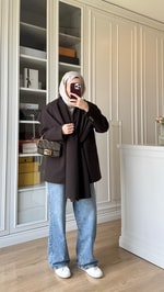 Zr Model Şallı Blazer Ceket Acı Kahve 