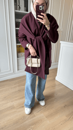 Zr Model Şallı Blazer Ceket Bordo 