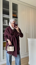 Zr Model Şallı Blazer Ceket Bordo 