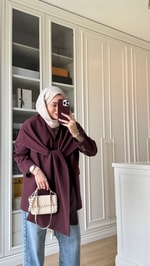 Zr Model Şallı Blazer Ceket Bordo 