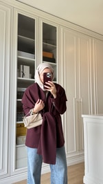 Zr Model Şallı Blazer Ceket Bordo 