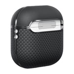 Apple Airpods 4 Kılıf 1500D Aramid Fiber Pitaka Ultra-Slim Classic Serisi Black-Grey Twill Kapak