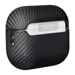 Apple Airpods Pro 2 Kılıf 600D Aramid Fiber Pitaka Classic Serisi Black-Grey Twill Kılıf