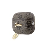 Apple Airpods Pro 3 Kılıf Guess Orjinal Lisanslı 4G Desenli Metal Script Logolu 4G Charm PU Deri Kapak
