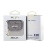Apple Airpods Pro 3 Kılıf Guess Orjinal Lisanslı 4G Desenli Metal Script Logolu 4G Charm PU Deri Kapak