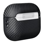 Apple Airpods Pro Kılıf 600D Aramid Fiber Pitaka Classic Serisi Black-Grey Twill Kılıf