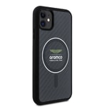 Apple iPhone 11 Kılıf Aston Martin Orjinal Lisanslı M-safe Şarj Özellikli Renkli Halka ve Karbon Fiber Tasarımlı Kapak