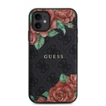 Apple iPhone 11 Kılıf Guess Orjinal Lisanslı M-safe Uyumlu Gül Baskılı 4G Desenli Yazı Logolu Kapak